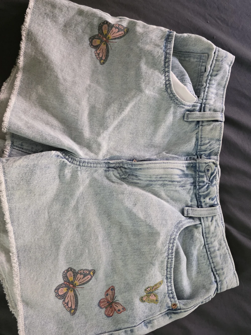 Old Navy Light Blue Denim Shorts with Butterfly Embroidery